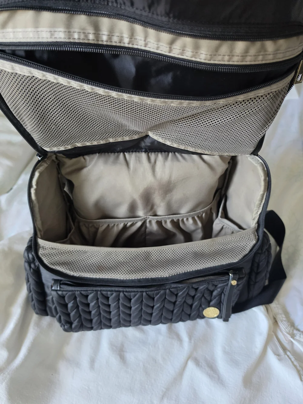 Black Quilted HAPP Diaper Book Bag